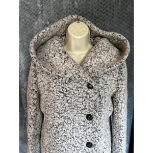 Cole Haan Signature Hooded Asymmetric Boucle Wool Blend Coat Size 8 Luxury